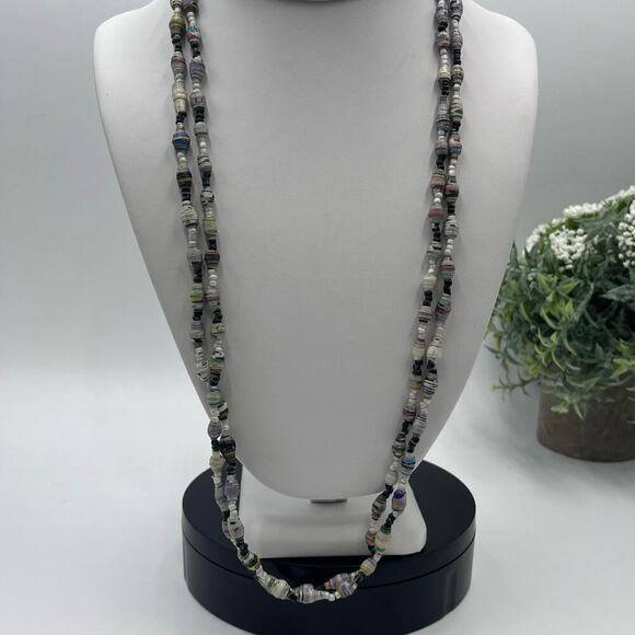 Multicolor Double Strand Paper
Bead Necklace - Picture 2 of 11
